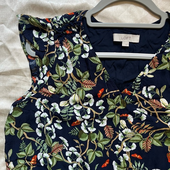 LOFT Ruffle Sleeveless Floral Blouse - Picture 2 of 5